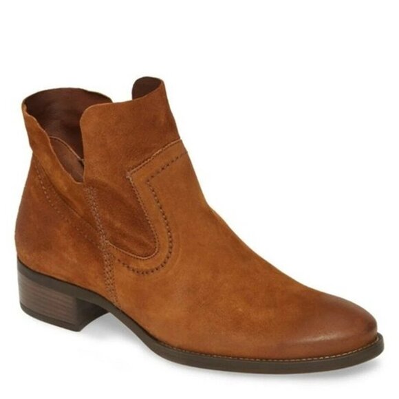 $450 PAUL GREEN Boston Bootie NUBUCK COGNAC ZIP COMFORT 10 (TPO18.5) - Picture 1 of 8